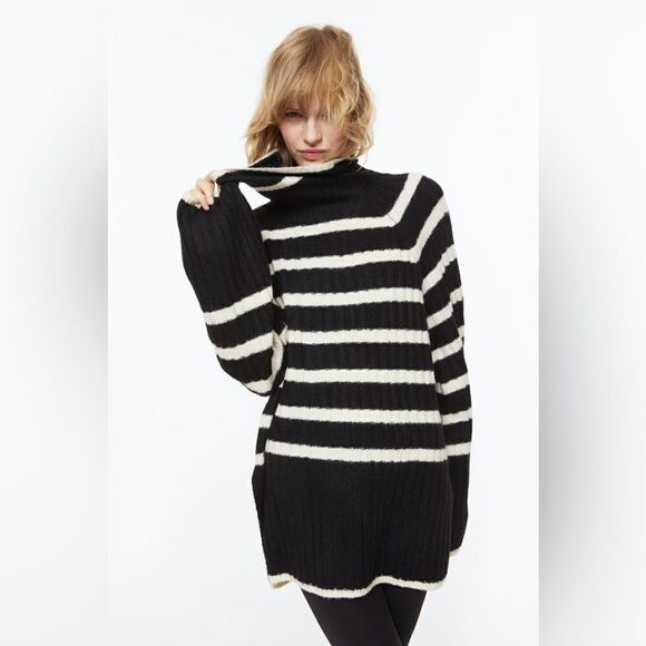 H&M Striped Rib-knit Turtleneck Sweater - Picture 2 of 9